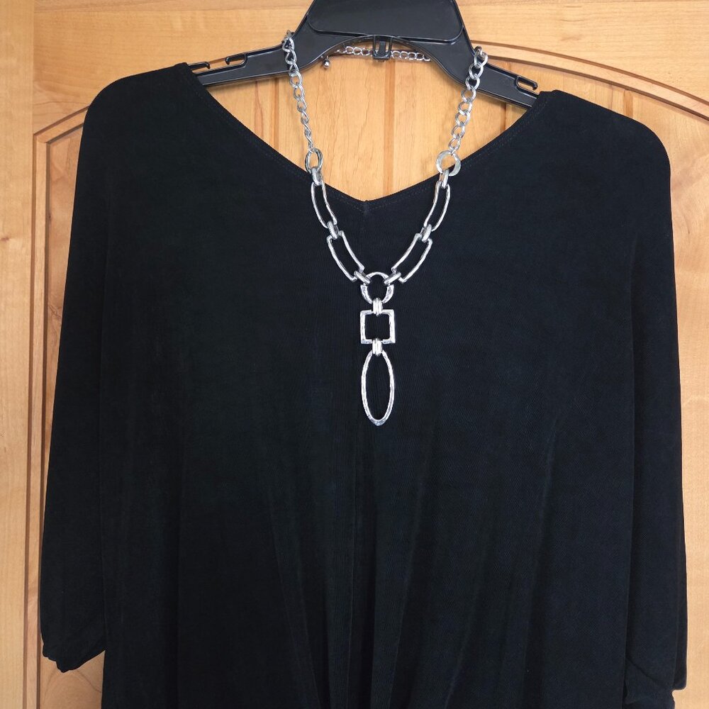 Chico's Hammered Silvertone Geometric Link Necklace